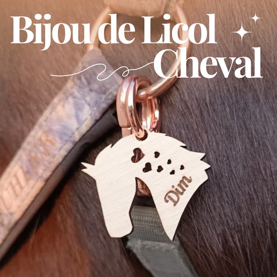 Bijou de licol en bois gravé - Tête de cheval
