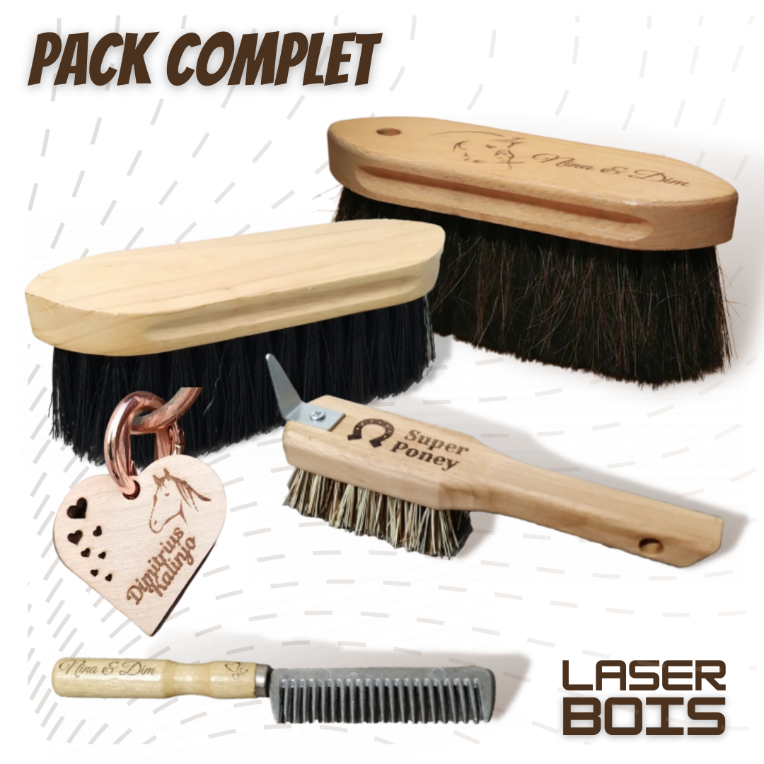 PACK COMPLET - Bouchon + Brosse douce + Cure-pieds + Peigne + Bijou de licol