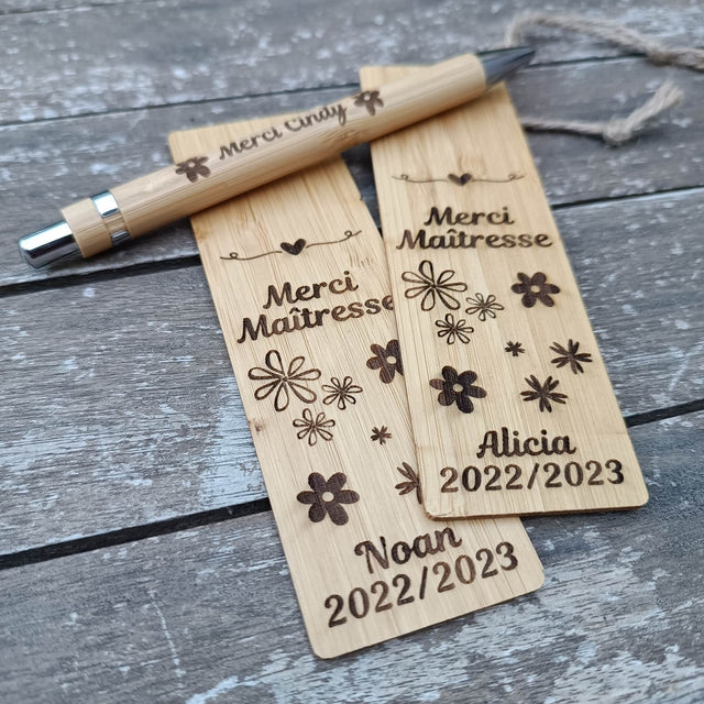 Pack Maîtresse - Marque page + stylo gravé